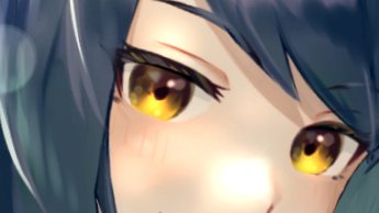 solo 1girl yellow eyes close-up eye focus looking at viewer blue hair  illustration images