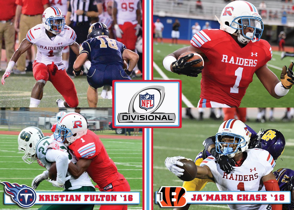 ArchRUMMEL's tweet photo. This weekend two Rummel alumni and their teams face off in the NFL for a spot in the AFC championship: Kristian Fulton ‘16 of the Tennessee Titans and Ja’Marr Chase ‘18 of the Cincinnati Bengals. 

Watch our Raiders battle it out tomorrow, Jan. 22, at 3:30 pm! 

 @RummelFootball1 https://t.co/wxK22zxJR6