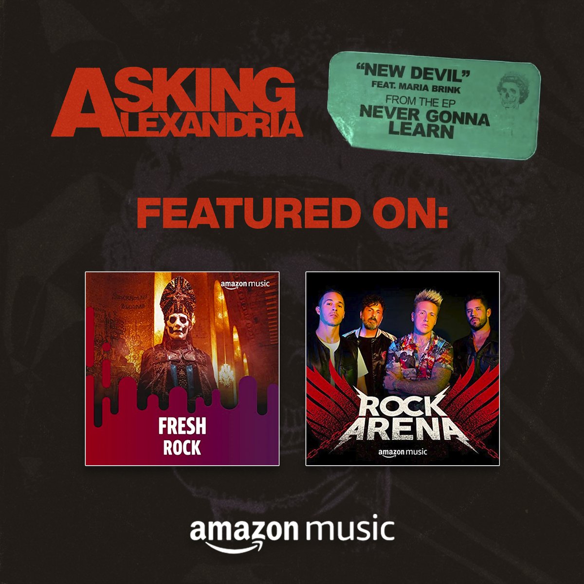 AAofficial's tweet photo. Thank you for all the love @amazonmusic 🖤 Stream #NewDevil feat @MariaBrink of @OfficialITM now! https://t.co/xICIPXknXg https://t.co/K3Hv4bHVeU