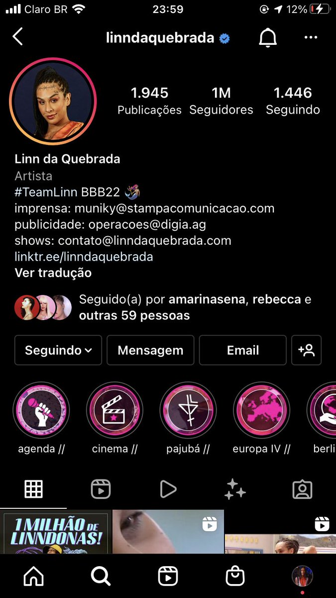 Peeehferraz's tweet photo. Linn se torna a primeira mulher trans mais seguida no IG , avisa que é elaaah!!!!!
#bbb #bbb22 #linndaquebrada @linndaquebrada https://t.co/7HQ7fb42IL