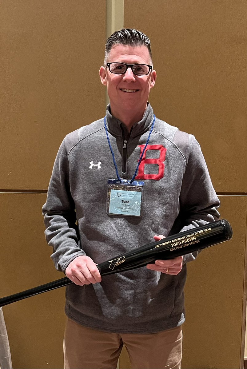 BaseballRedmen's tweet image. Huge congrats to Coach Brown on receiving the Northwest Ohio District Assistant Coach of the Year award!