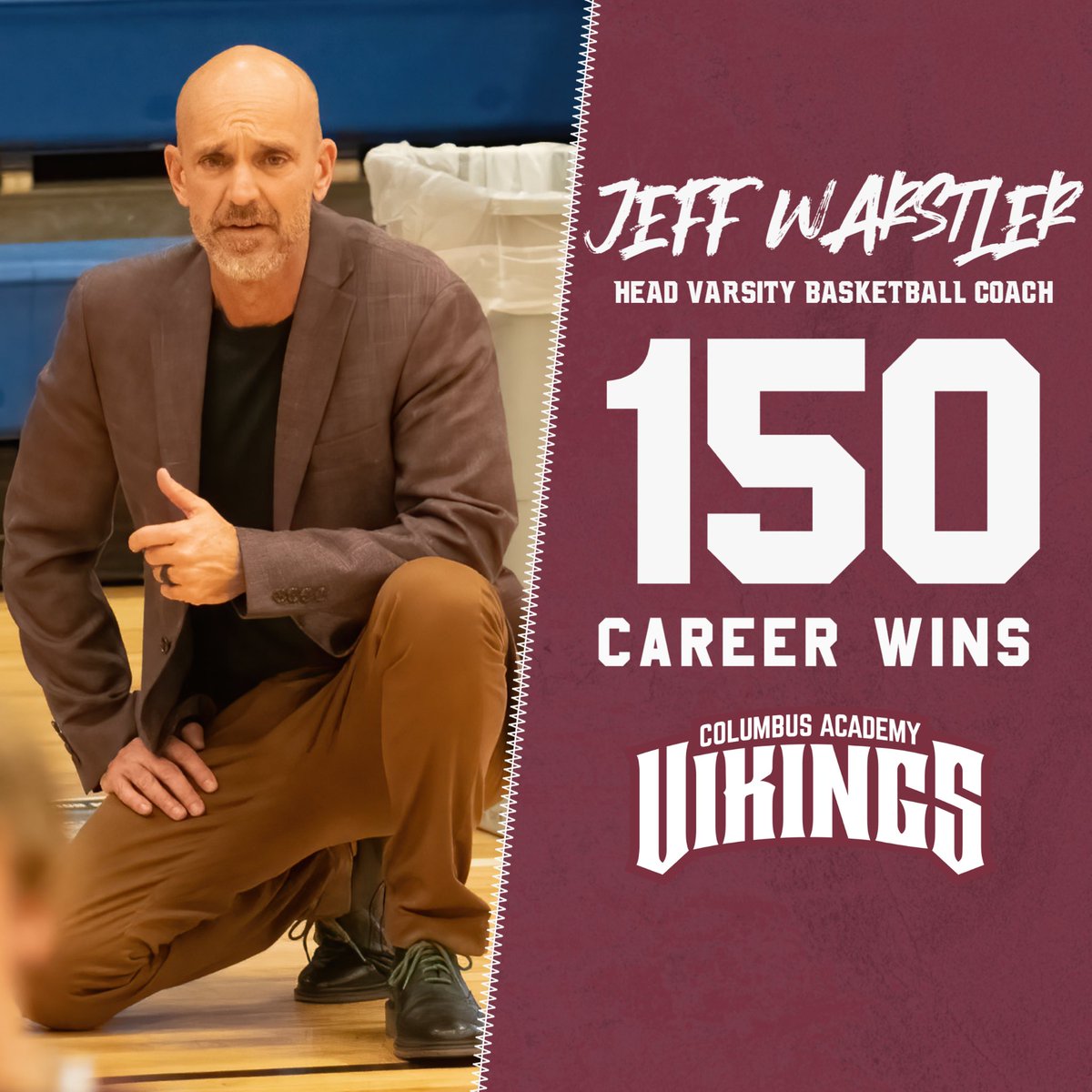 AcademyVikings's tweet photo. Congrats to head basketball coach Jeff Warstler who collected his 150th career win in Maroon and Gray this evening with an exciting 37-32 victory over Bexley inside The Mack. #GrownHere https://t.co/LFF1PnnO4r