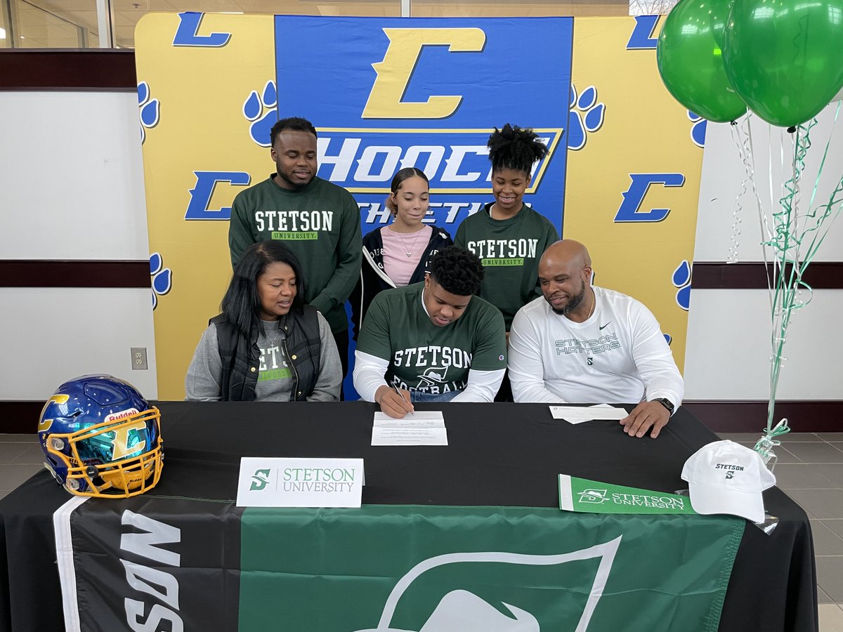 C_Dub97's tweet photo. Thanks for the love and support from my Chattahoochee family on my signing with Stetson University. I hope that I have impacted your lives the way that you have impacted mine. @HoochFootball @HoochHappenings @StetsonFootball @StetsonHatters  @CoachMaloneFB @cshort1522 @denatoj https://t.co/oRYLh07RFd