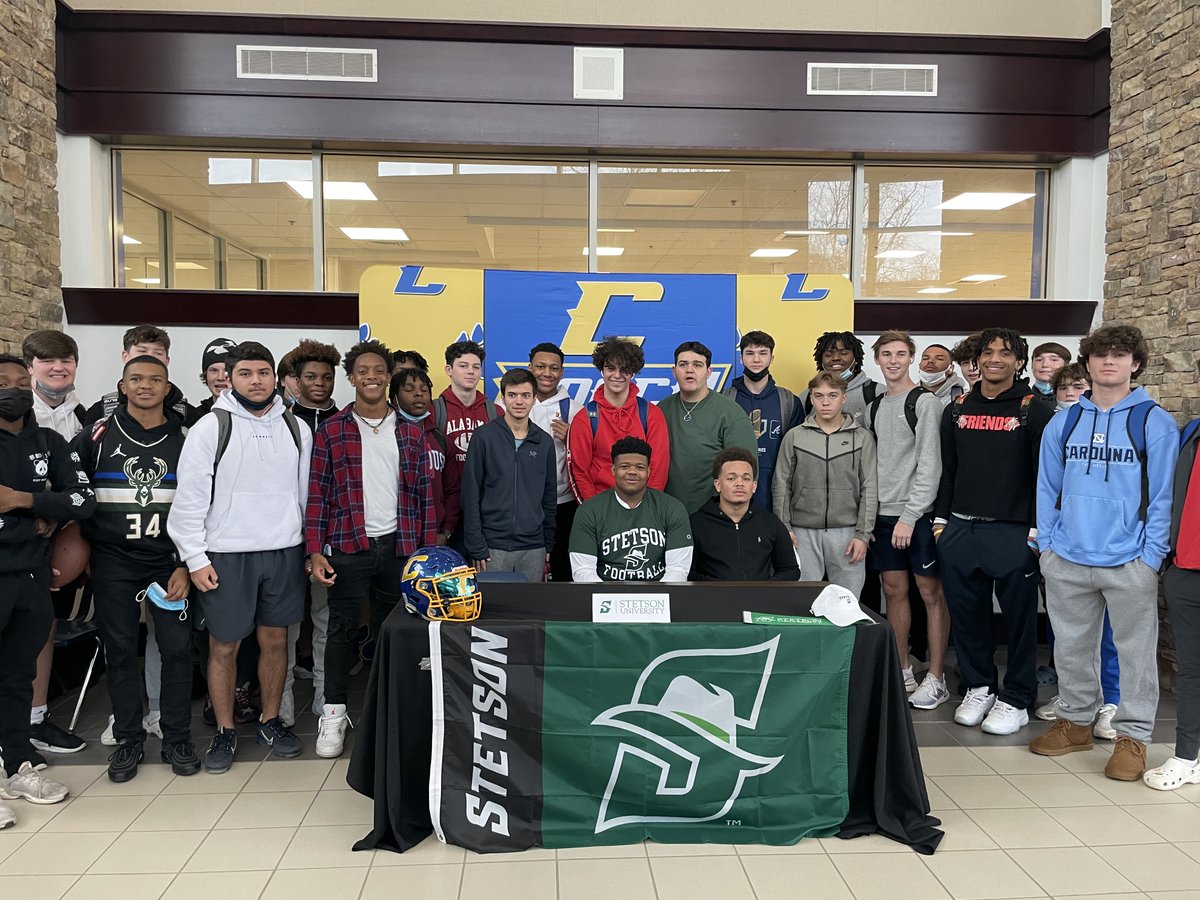 C_Dub97's tweet photo. Thanks for the love and support from my Chattahoochee family on my signing with Stetson University. I hope that I have impacted your lives the way that you have impacted mine. @HoochFootball @HoochHappenings @StetsonFootball @StetsonHatters  @CoachMaloneFB @cshort1522 @denatoj https://t.co/oRYLh07RFd
