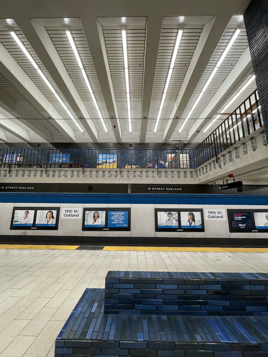 New lighting at 19th Street station. Ceiling strip lights.