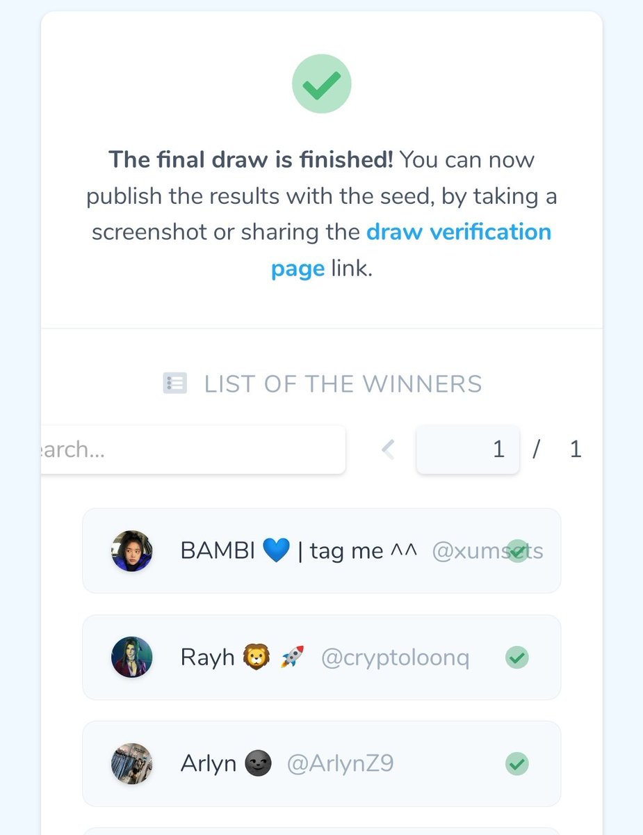 $44 random winners congrats! <a href="/ArlynZ9/">Arlyn 🌚</a> @cryptoloonq @xumsets 🎉 DM me