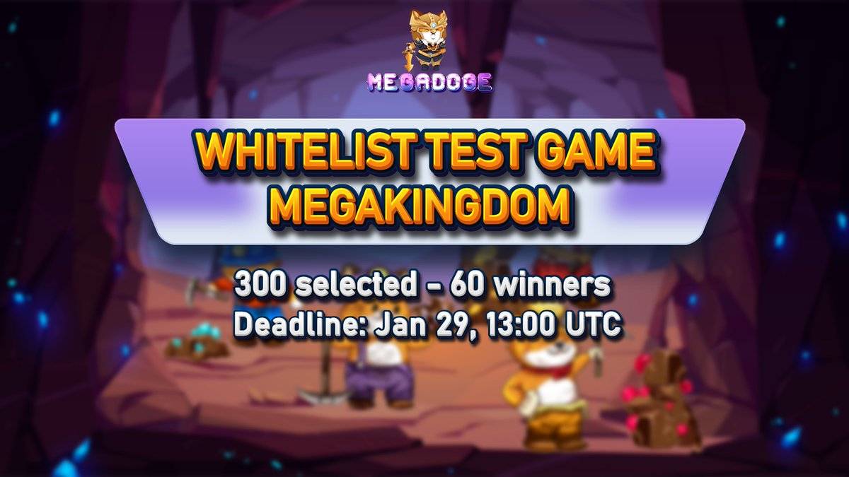 megadogeio's tweet photo. ⛵️WHITELIST FOR TEST GAME MEGAKINGDOM
 
⚜️First game of MegaVerse-MegaDoge⚜️Register here: https://t.co/CXo4vMXtB9

🎊Total 300 users selected

🎁9000 MegaDoge Rewards will be delivered to 60 winners after game testing process.
#megakingdom #megadoge https://t.co/LznovsjGdR