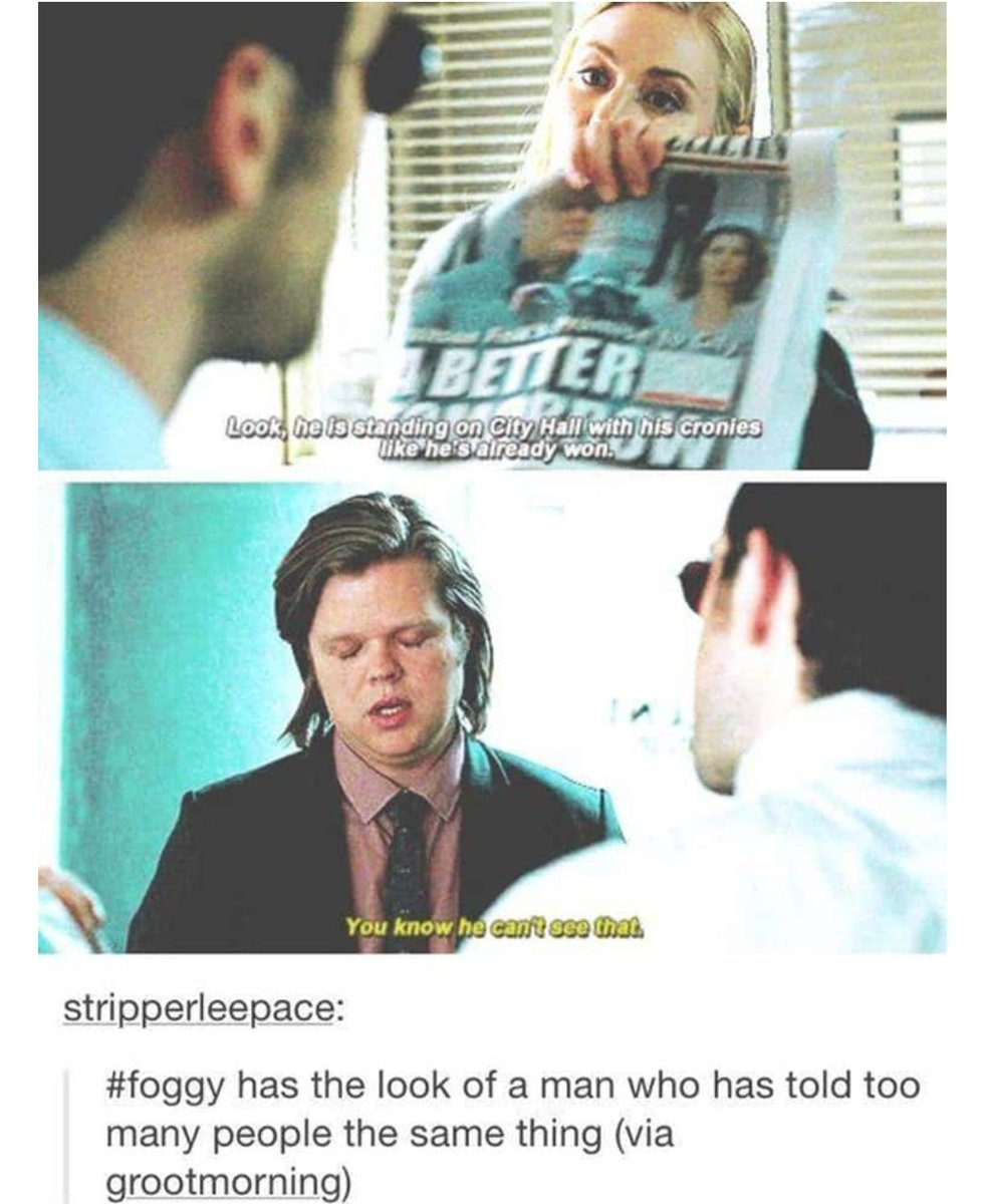 TristanMathie's tweet photo. I love how accurate these memes are. This describes the show perfectly.

We need more shows like this too. The standard MCU stuff I great but this here was a damn masterpiece!

#Daredevil #Netflix #NeedMore #ComicTVShows https://t.co/jIbZU4dowe