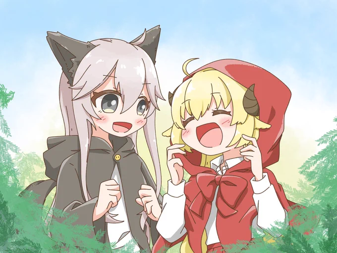ししわた×狼と赤ずきん
#ししらーと 
#つのまきあーと 