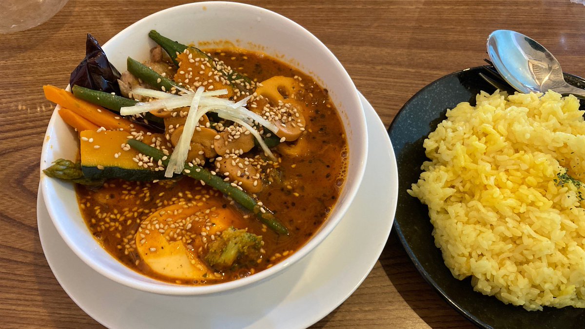 CycleFujikawa's tweet photo. #Sagoon でスープカレー。走った後だから実質カロリーゼロ。
#岡崎市 https://t.co/8kNcZAziS7