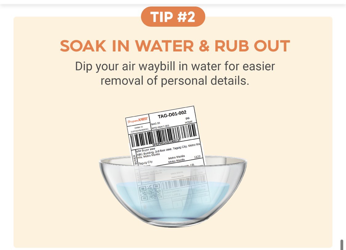 jenhuhisthis's tweet photo. tips ni shopee on how to dispose your waybill to avoid scammers hehe hope this helps! https://t.co/93exZQHwqs