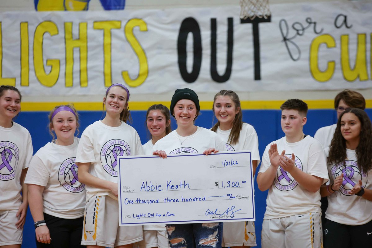 Tonight was not just about a basketball game as the ELCO community raised money for one of their own. Abbie Keath, a 2019 graduate is battling Cancer and they presented her with a check to help her fight. <a href="/LDNews/">Lebanon Daily News</a> <a href="/LyzzStallings/">Elizabeth Stallings</a> <a href="/phuggsports/">Pat Huggins</a> <a href="/_dbohannon/">Douglas Bohannon</a> @ELCORaiderHoops