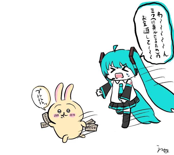 去年ハマった際に、お金をどんどんうさぎに持ってかれるので描いた何気ない漫画 