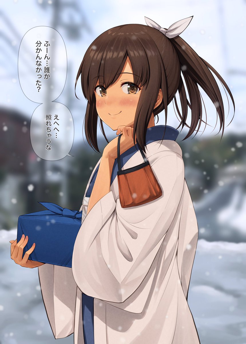 i-401 (kancolle) 1girl solo brown eyes brown hair japanese clothes ponytail smile  illustration images