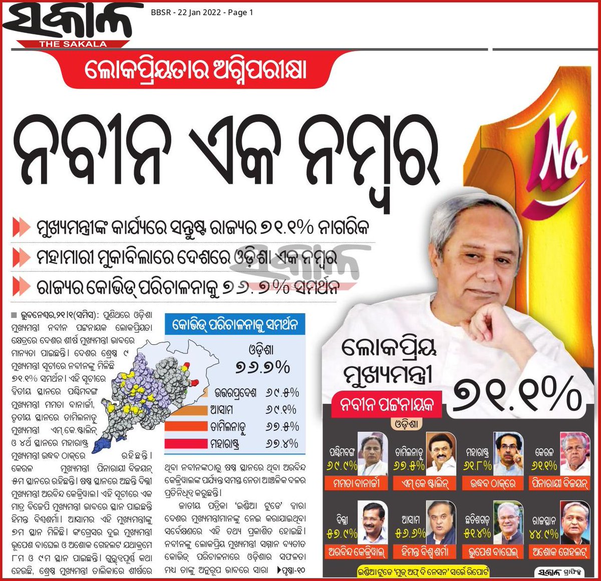 IpshitaaOdisha's tweet photo. My sincere congratulations to our Hon'ble Chief Minister Sir Naveen Patnaik for once again being in top of the index of maximum popularity for his simple Governance through #CleanDevelopment &amp; outreach through #PureService.
@Naveen_Odisha https://t.co/j2LO5PiPyW