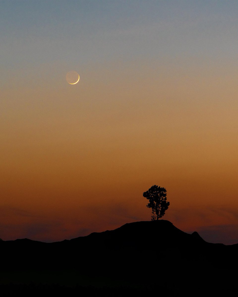 redditSpaceView's tweet photo. Crescent moon captured right after sunset https://t.co/JhSX2008Mw
