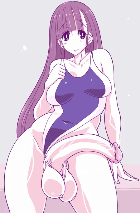 #ふたなり  そのちんこで競泳水着はムリでしょ 