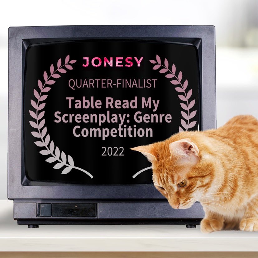 CaledoniaHanson's tweet photo. I’m a day late, but my sitcom made quarter finalist for @NetworkISA’s Table Read My Screenplay Genre Competition!! My drama pilot was rejected last time so I’m thrilled Jonesy made the cut 😭
#tablereadmyscreenplay #screenwriter #screenwriting #ISA #writer #preWGA #screenplay https://t.co/e2EIooco4u