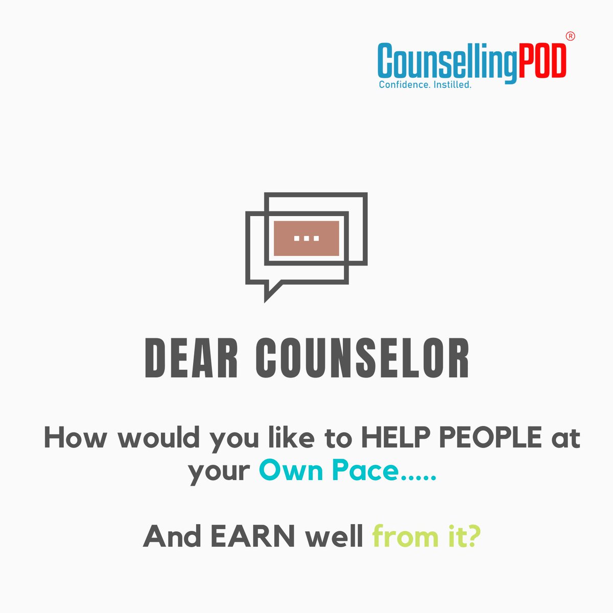 CounsellingPOD's tweet photo. Finding the right avenues of income is important, but if it comes with doing a noble job, there should be nothing stopping you. We're here on a mission to help counselors to put their best foot forward.
#Counseling #WorkFromHome #Therapy #CounselorHelp https://t.co/HmyVQJYFHv
