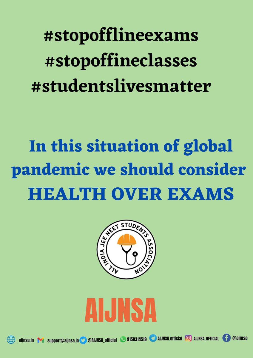 srishtii_05's tweet photo. we won't stop until we get justice!!
@AIJNSA_official  demands

#stopofflineexams
#stopoffineclasses
#studentslivesmatter https://t.co/q0eCk7ExT6