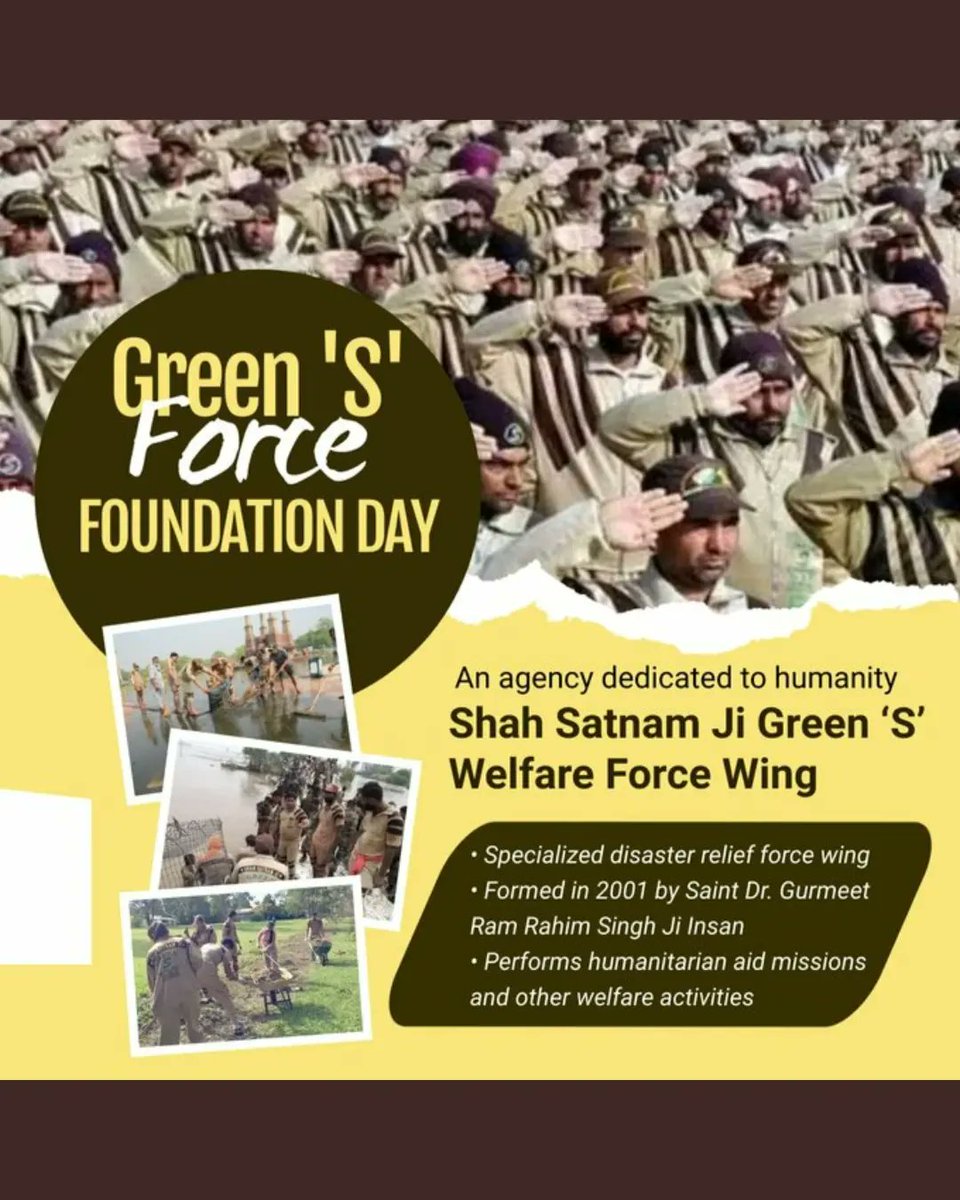 SabreetK's tweet photo. To save the humanity which is falling day by day,  Saint Dr. Gurmeet Ram Rahim Singh Ji Insan established the 'Green S Force' .These #RealLifeHeroes are 24/7 ready to help the people. https://t.co/bwhT4SVJev