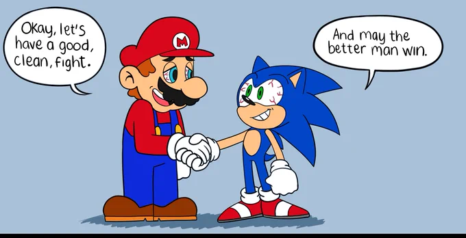 Mario and Sonic truce. 🤝

#SonicTheHedgehog #Mario #FANART 