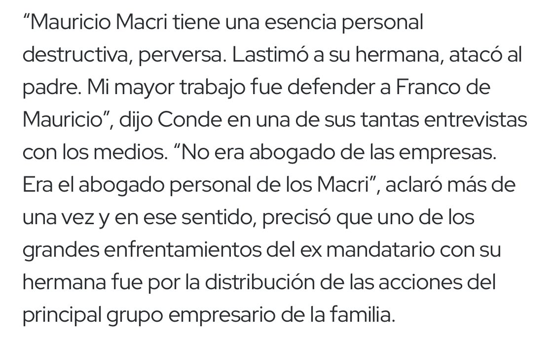 ditulliojuli's tweet photo. Ahora que todos duermen les cuento que murió en un accidente vial el Dr Conde, abogado de Franco Macri y de Sandra Macri, la hermana que el Ex presidente mandaba a espiar x negarse a insolventar a su padre. El abogado fue querellante y testigo de Sandra Macri contra Mauricio. https://t.co/YjtK8o4LlX