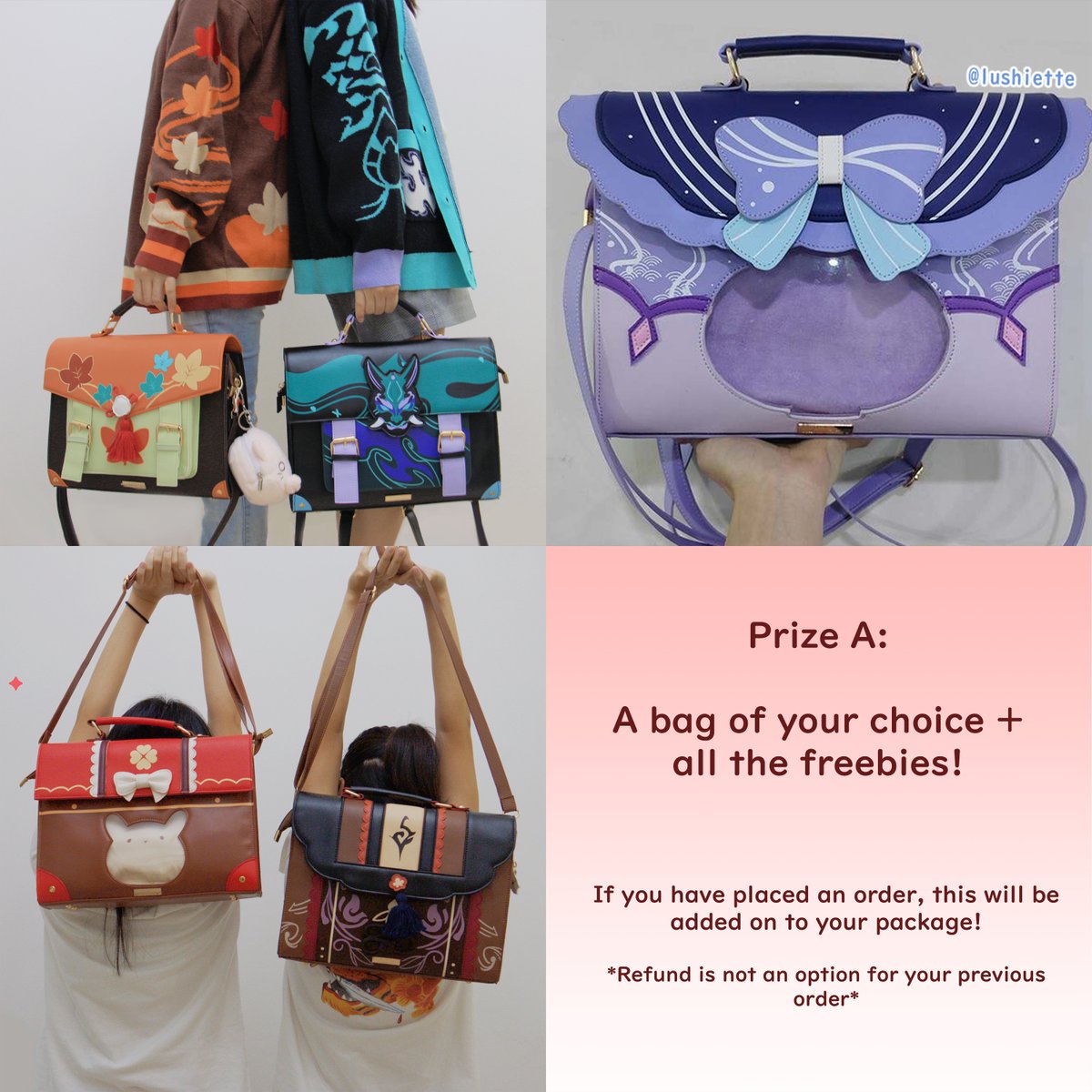 lushiette1's tweet image. 💠~GIVEAWAY~💠

(Thank you for 5K+ and a successful kickstarter!!)

💠Follow and RT to enter!
💠Win Prizes A-C (one winner per prize)
💠International shipping OK!
💠QRTs won't count as an entry!

💠Store is open if you don't feel like trying your luck~

Good luck ^^/ #genshin