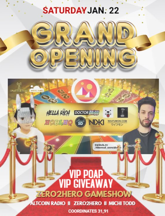 NamasteoRE's tweet photo. Tomorrow is going to be the opening event for the live zero2hero gameshow with the very 1st V.I.P raffle #giveaway worth (300+ mana) for one lucky winner! With #POAP for everyone and a parkour by @RadioAltcoin! Be sure to tune in @ (4:00pm EST) #Decentraland https://t.co/IU2f5B0MAO
