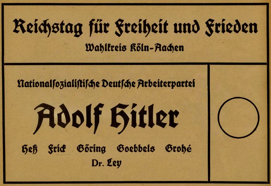 BeschlossDC's tweet photo. After Germany lost its democracy, here are all the choices that Germans were offered in their “elections” of 1936.  
Nazis announced that Hitler “won” the “balloting" with 98.8 percent of vote, and that “turnout” was 99 percent.
Please learn from history. https://t.co/NjQp7O0jUG