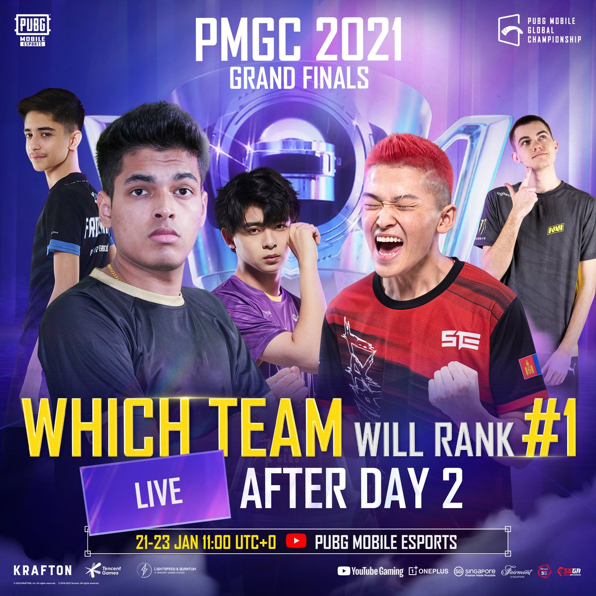 EsportsPUBGM's tweet photo. PMGC Grand Finals LIVE TODAY 11:00 (UTC+0)! Which team can win the trophy? Stay tuned🔥!

📅Grand Finals - 21-23 JAN 11:00 UTC+0, 2022 - Friday, Saturday and Sunday

▶️Watch #PMGC2021 ONLY on our official YouTube 👉https://t.co/oHmVqzYAjg

#PUBGMOBILE #OnePlusPMGC #VisitSingapore https://t.co/uTigJy405l