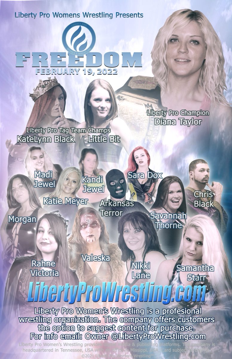 libertyproww's tweet photo. Feb. 19 #LibertyProFreedom! Visit the #LibertyProShop (https://t.co/Nkn4S8NRCc) for info! With:
⭐Diana Taylor
⭐KateLynn Black
⭐Little Bit
⭐Rahne Victoria
⭐Valeska
⭐Nikki Lane
⭐Samantha Starr
⭐Savannah Thorne
⭐Kandi Jewel
⭐Madi Jewel
⭐Sara Dox
⭐Katie Meyer
...and more! https://t.co/T7rHuixQJ5