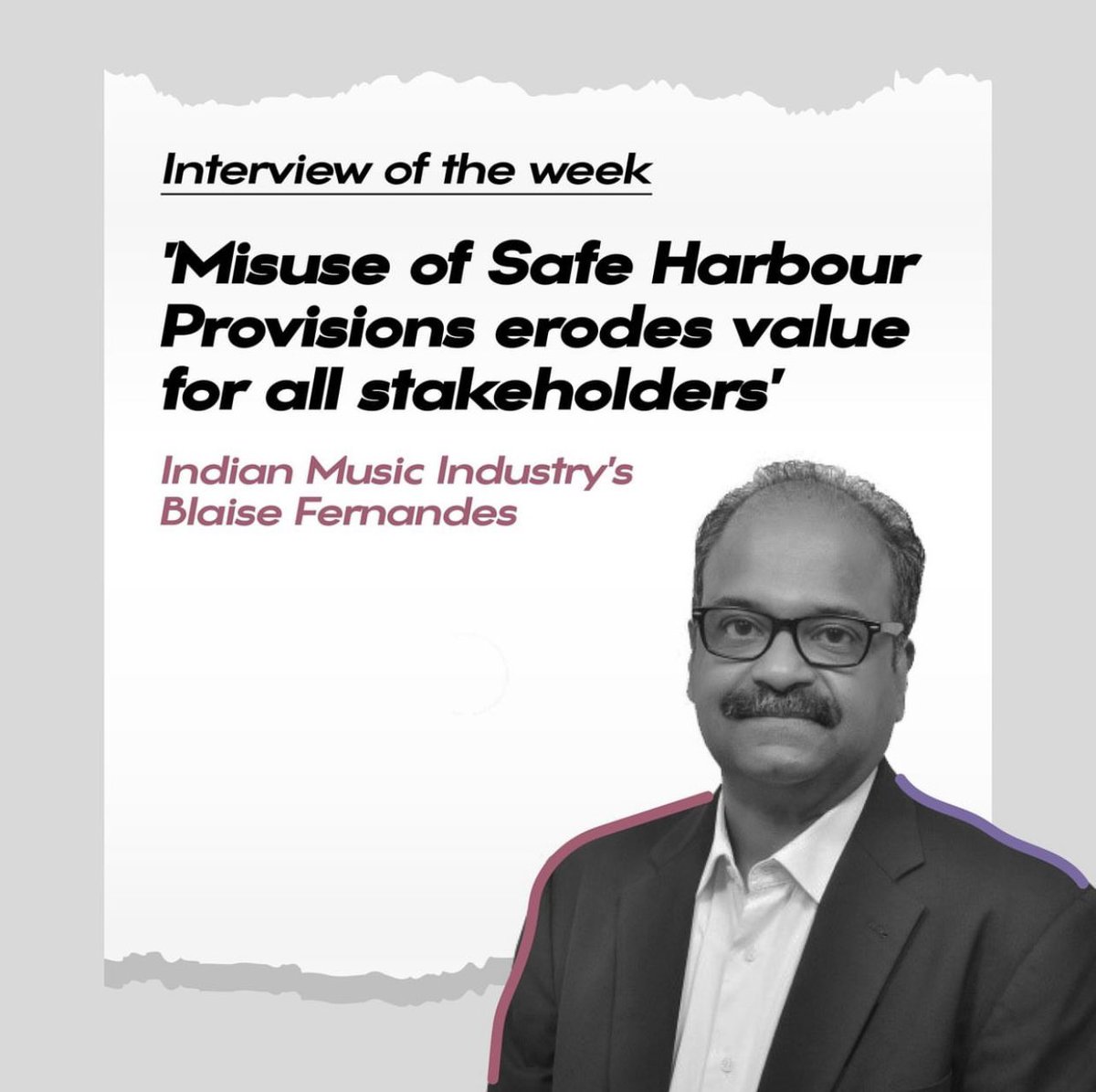 DevrajSanyal's tweet photo. Our @IndianMusicorg ‘s President & CEO @blaisefernandes as @musicplusindia ‘s #Interviewoftheweek
It’s a great read. Share if you like it. https://t.co/DnbB2NtgIH