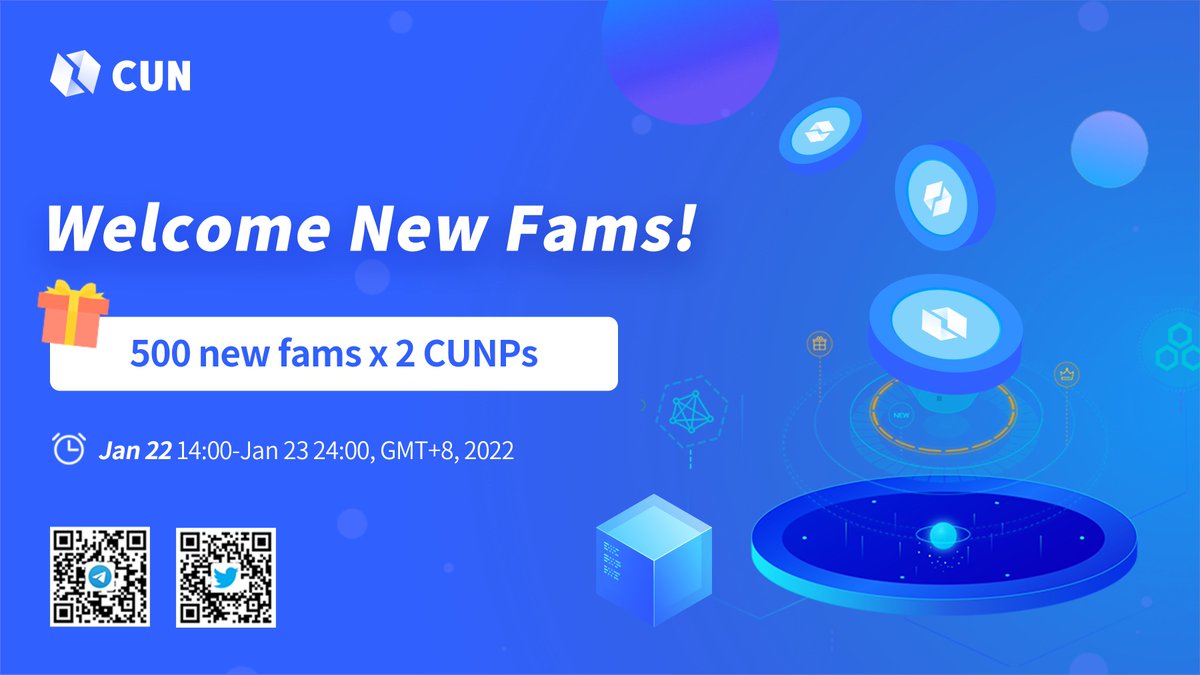 CUNFans's tweet photo. 🥰Welcome New Fams! 
Join and win CUNPs!

▶️Retweet pinned tweet and @CUNFans
▶️Follow:
https://t.co/pihqAtN6rA
https://t.co/GpBpAa4DOw
https://t.co/NvV80bHS1Y
▶️Fill: https://t.co/7LBPm16JxE

🚩500 new fams x 2 CUNPs

⏰Jan 22 12:00-Jan 23 24:00, GMT+8, 2022 https://t.co/6ssuz46Wmh