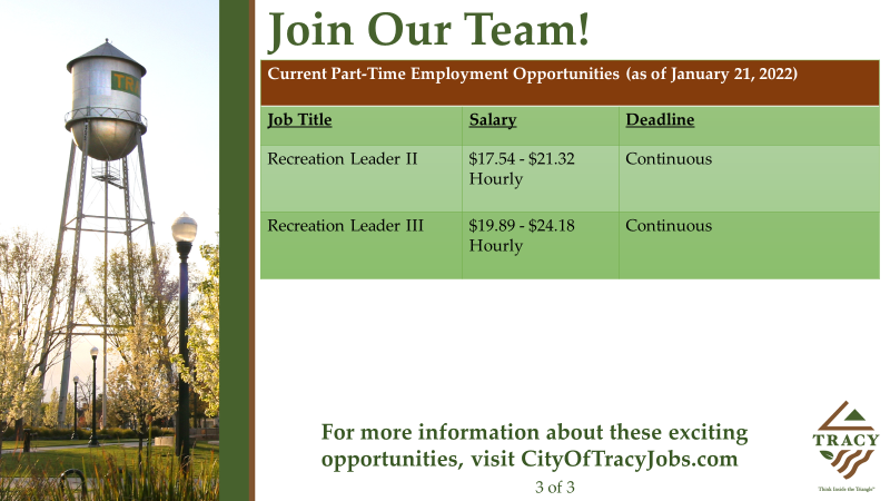 cityoftracy's tweet photo. WE'RE HIRING!

Check out our current job opportunities and apply to join our team at https://t.co/xizWuOg6iY!

#CityOfTracy #TracyCA #ThinkInsideTheTriangle #workinsidethetriangle https://t.co/jP5FjRgIal