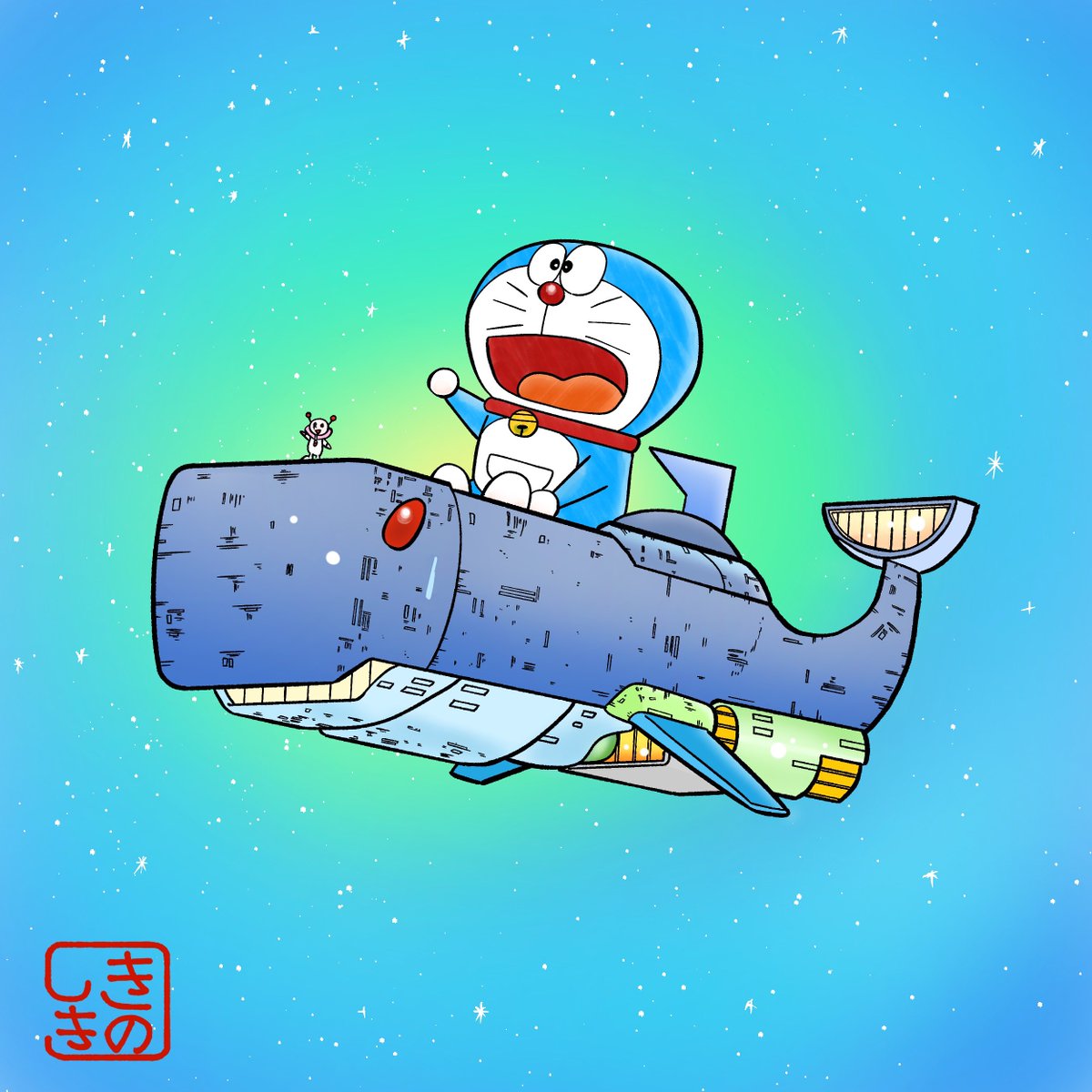 のび太の宇宙小戦争のドラコルルが乗ってたPCIAの戦闘艦の落書きです 