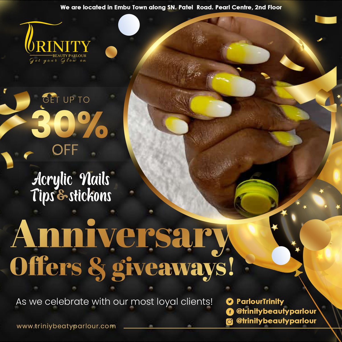 ParlourTrinity's tweet photo. As we celebrate our 1st anniversary, we shall be offering you, our esteemed clients, a gift voucher of offers and giveaways! Brace yourselves from the 14th to 20th of February 💇🏾‍♂️💈🌟

#1stAnniversary #barbershopinembu #spainembu #trinitybeautyparlour #professionalhairdressers https://t.co/YuvqtxZWhG