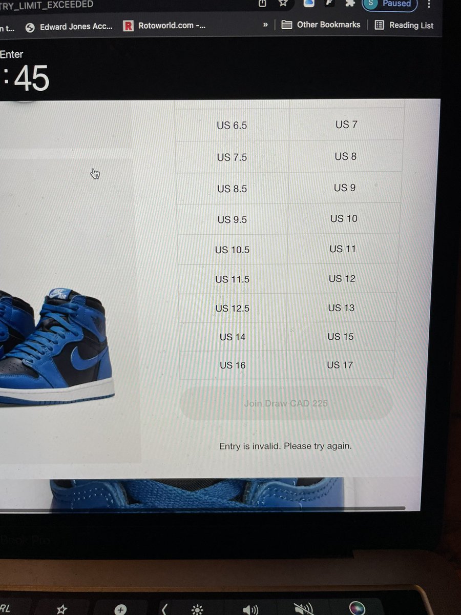 st02wy's tweet photo. Another fail on @nikestore website on a #jumpman release through #snkrs this is getting really frustrating for someone who actually keeps the shoes.  I’m tired of having to go on StockX and pay some not 2x on every release https://t.co/HQvvolfzAH