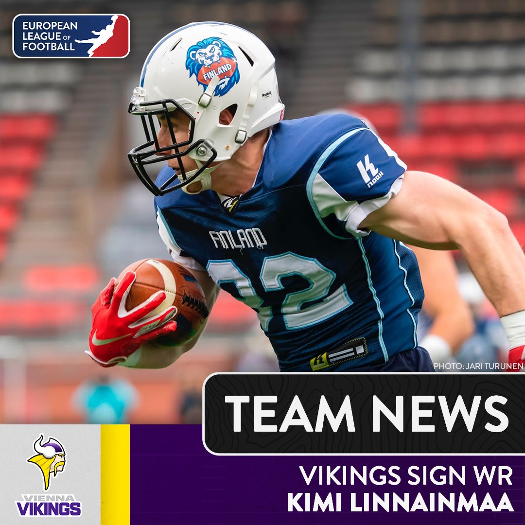 Finnish wide receiver Kimi Linnainmaa will join the <a href="/ViennaVikings/">Vienna Vikings</a> for 2022 🟣🇫🇮