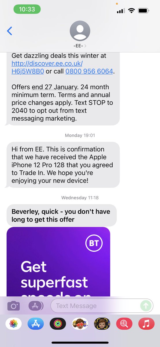 So apparently this isn’t proof that EE have received my trade in. This text is a ‘generic’ message they send out to people when something is received by them. They need a Royal Mail receipt to say it’s been posted. I can’t even…<a href="/EE/">EE</a>