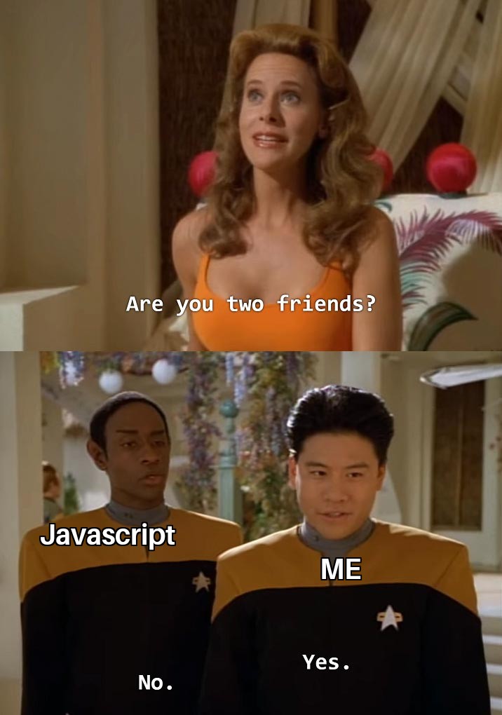 bernoussama's tweet photo. Me & Js 🤷♂️.
#javascript #meme #javascriptmeme https://t.co/JzIiUU2NVE