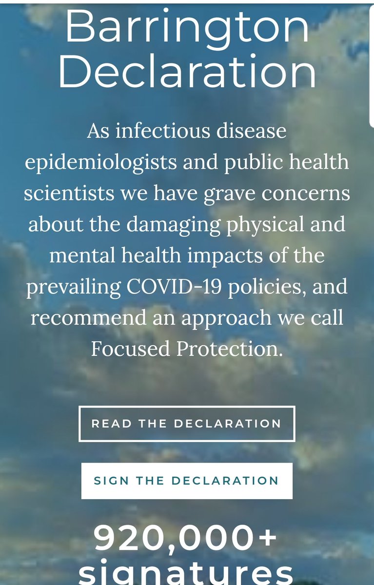 The Great Barrington Declaration for anyone that forgot some brave #Doctors and #scientists stood up against #WEF, #BillGates and all #Vaxxterminators.

#Beintheknow #AgeofReason #ThinkorBeEaten #COVID19 #VaccineSideEffects #Covid1984 

gbdeclaration.org