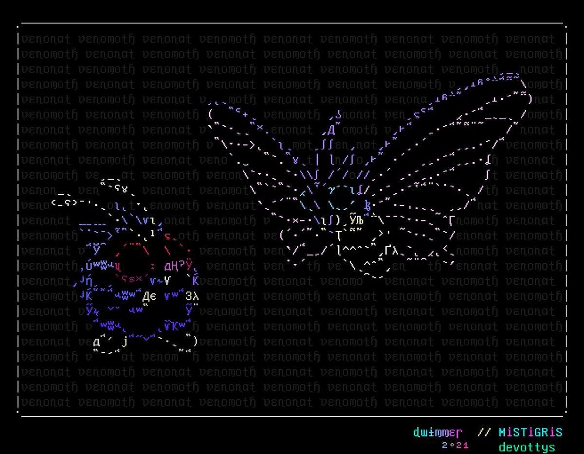 dwimmertxt's tweet photo. ‘venonat, venomoth’
#textpunk #visidata #pokemon https://t.co/FeaH6u2h03