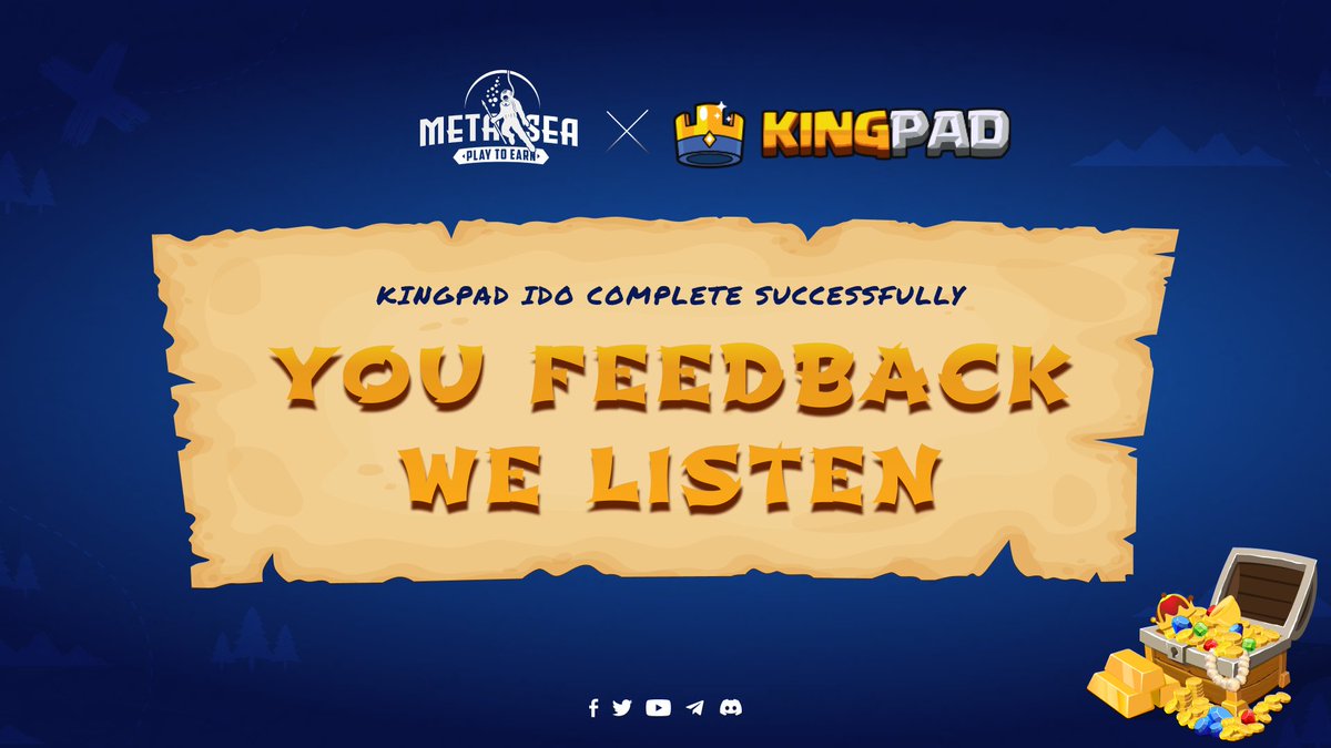 WorldOfMetasea's tweet photo. 🚀 KINGPAD IDO COMPLETE SUCCESSFULLY, YOU FEEDBACK – WE LISTEN! 💬  

Our IDO on Kingpad was sold out and completed successfully.  

👉 However, we are still interested in hearing feedback from members to bring the best experiences for the community. https://t.co/BDklN0qgVG