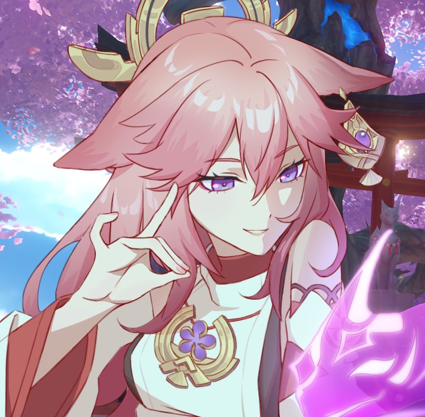 tangshikou's tweet photo. Fox lady and her pet.

#yaemiko #GenshinImapct https://t.co/uiiC9ELXPD