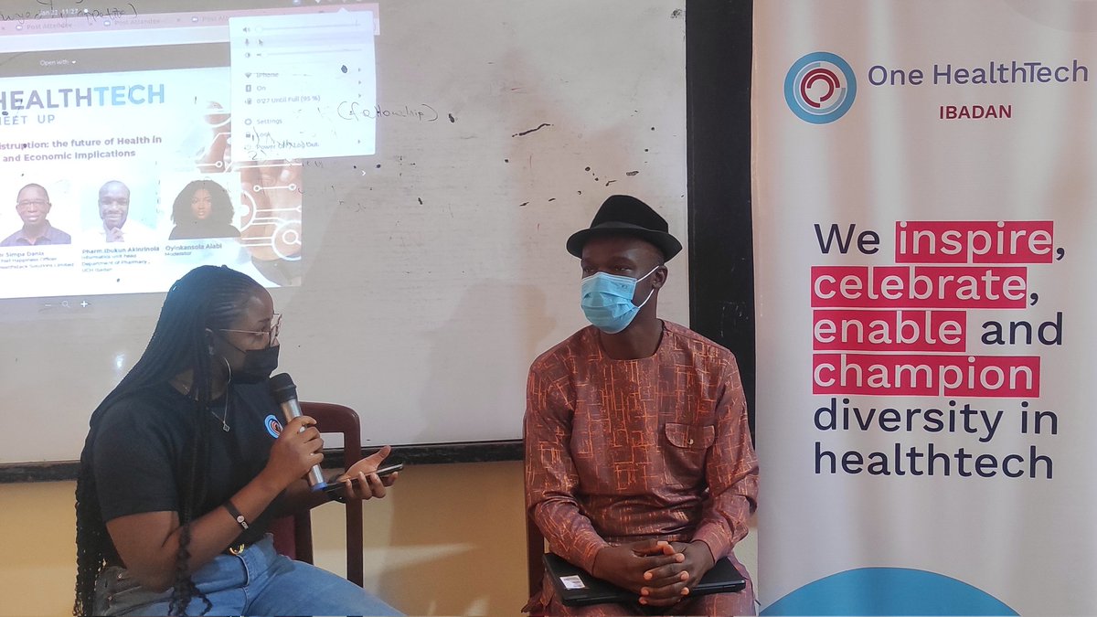 OHT_ibadan's tweet photo. Panel session on! Pharm. Ibukun Akinrinola and Dr. Simpa (joining virtually) here sharing rich insights on the theme.

#ohtibadan #ohtibadanmeetup  #onehealthtech #ibhealthtechmeetup #techinnovation #techdistruption #africantechinnovators #HealthTech https://t.co/CrZQn1lSle