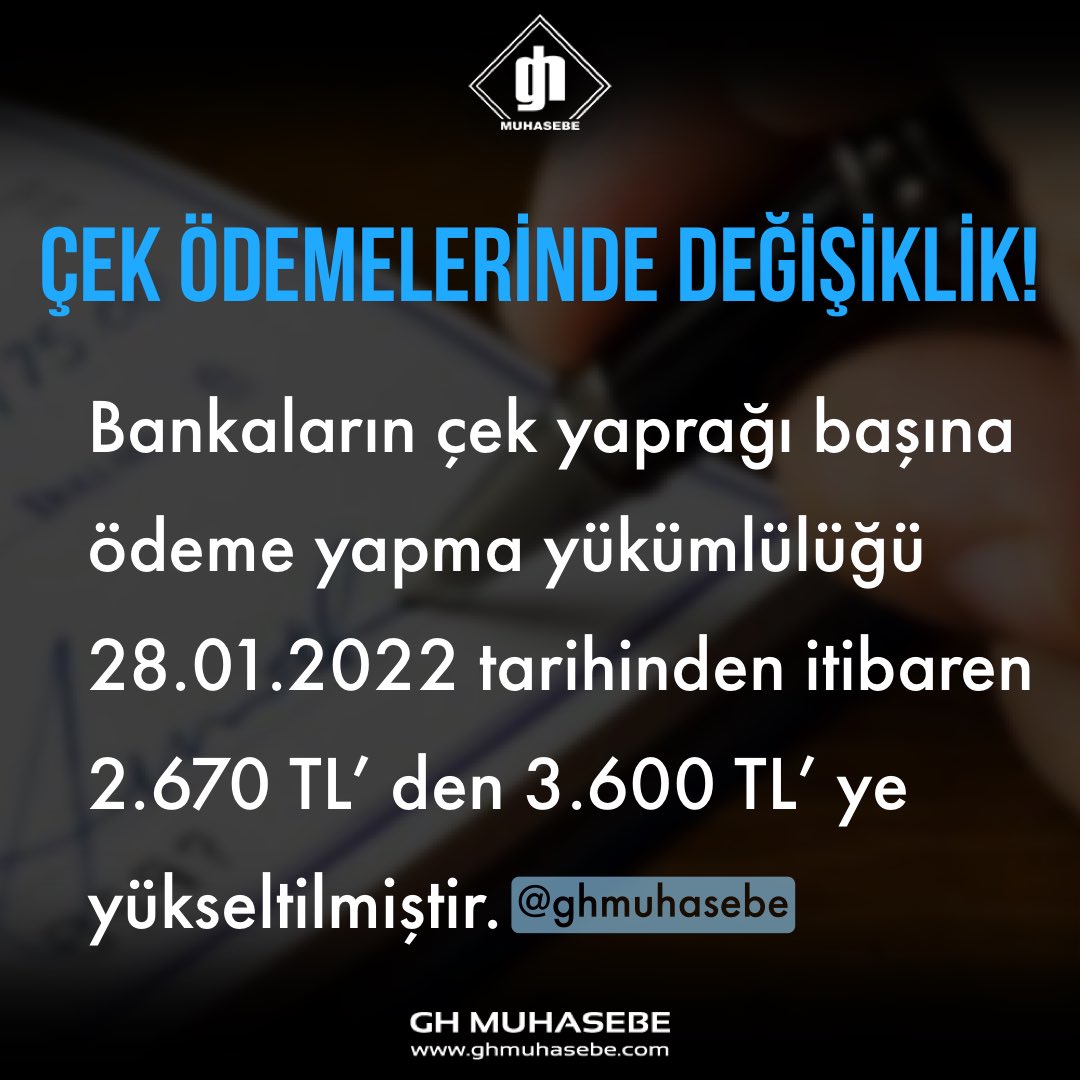 Bankaların çek yaprağı ödeme zorunluluğuyla ilgili değişiklik yapılmıştır. 
#finans #para #gib #sgk #bursasgk #vergidairesi #ekonomi #ekonomist #ekonomihaberleri #işsizlik #işkur #işdünyası #gelir #maaş #kıdem #işebaşlama #şirketkurmak #şirket #çek #banka
 #kriptopara
