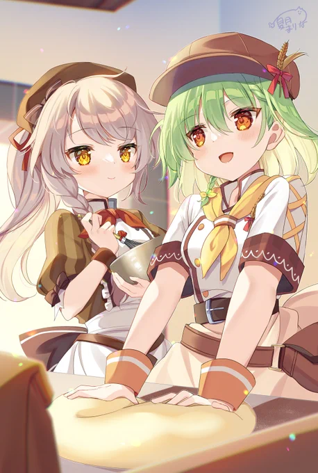 コムギちゃんとライムギちゃん!(非公式イラストです) #花騎士 #フラワーナイトガール 