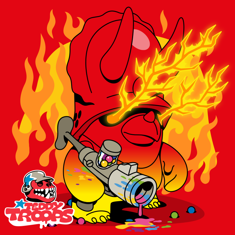 TeddyTroops's tweet photo. TEDDY TRICERATROOPS straight from hell #direktausderhölle #teddytroops #preview #colorgun #böseblitzaugen burn it or hodl?... #nft #cnft #SneakPeek https://t.co/susWTCOpVM
