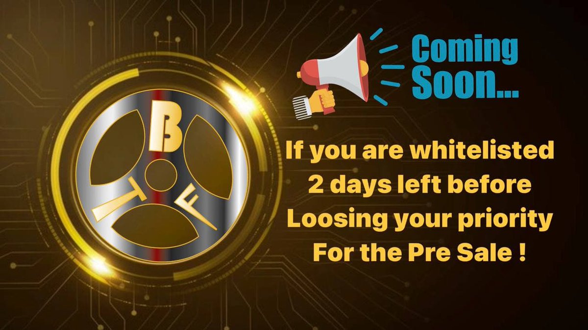 BeFiTDeFi's tweet image. 🏁PRE SALE STARTS THE 23 JANUARY 
Whitelisted?
📌Reserve your spot RIGHT NOW without having to lock UNCL🔐app.unicrypt.network/amm/pancake-v2…
⚠️the 23rd you WONT have the priority anymore‼️

Not Whitelisted YET?
🟢 9 spots left REGISTER HERE (forms.gle/DRj2euZCPdCuPU…) 
#cryptocurrency